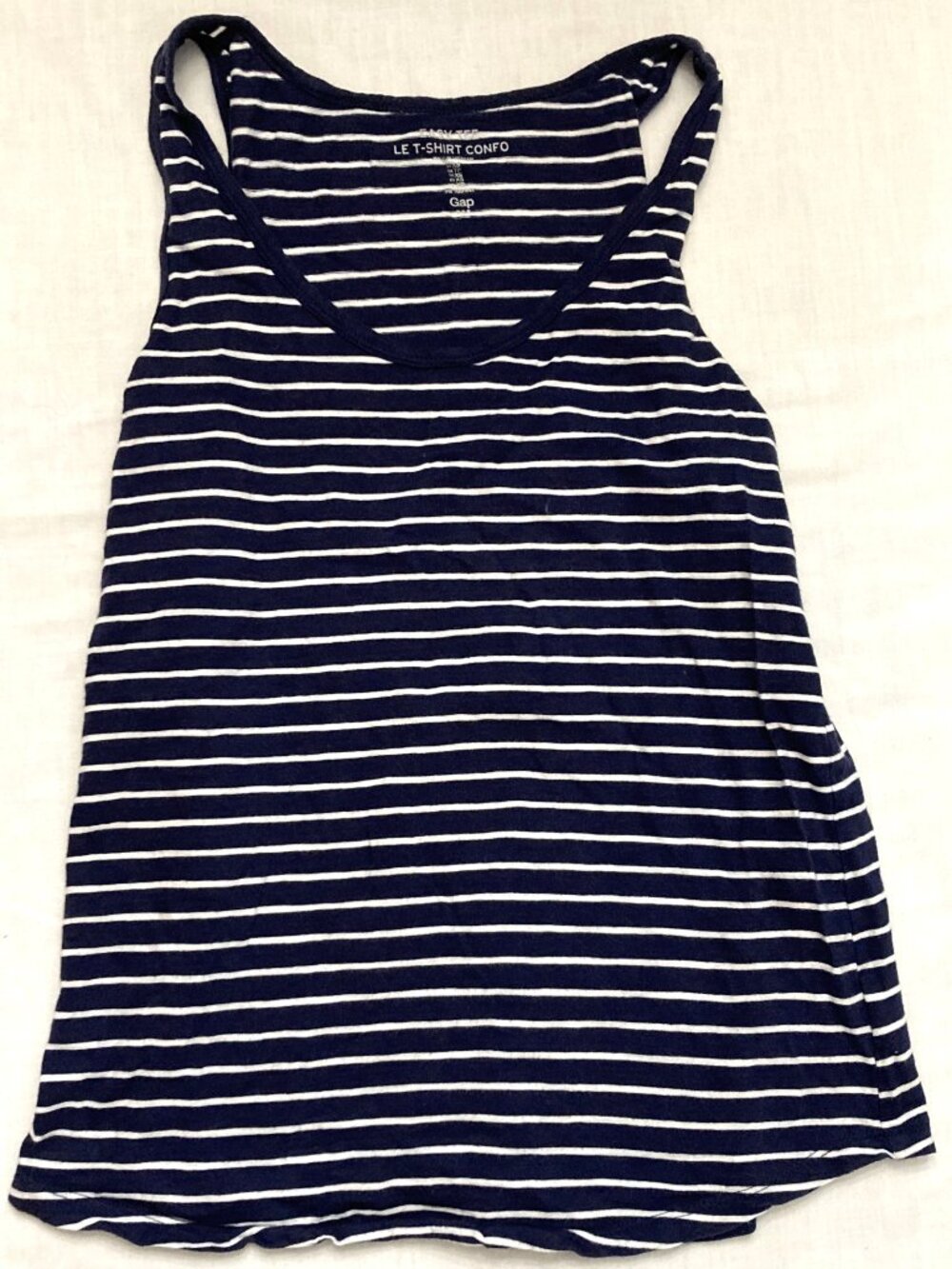 Womens XS Easy Tee Tank Top GAP Navy Stripe Nautical Spring '17 Le T-Shirt Confo